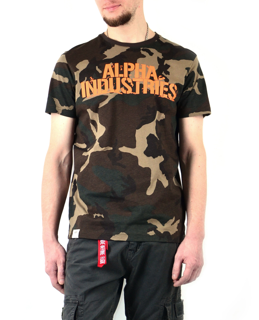 Футболка ALPHA INDUSTRIES BLURRED camo woodland 65 