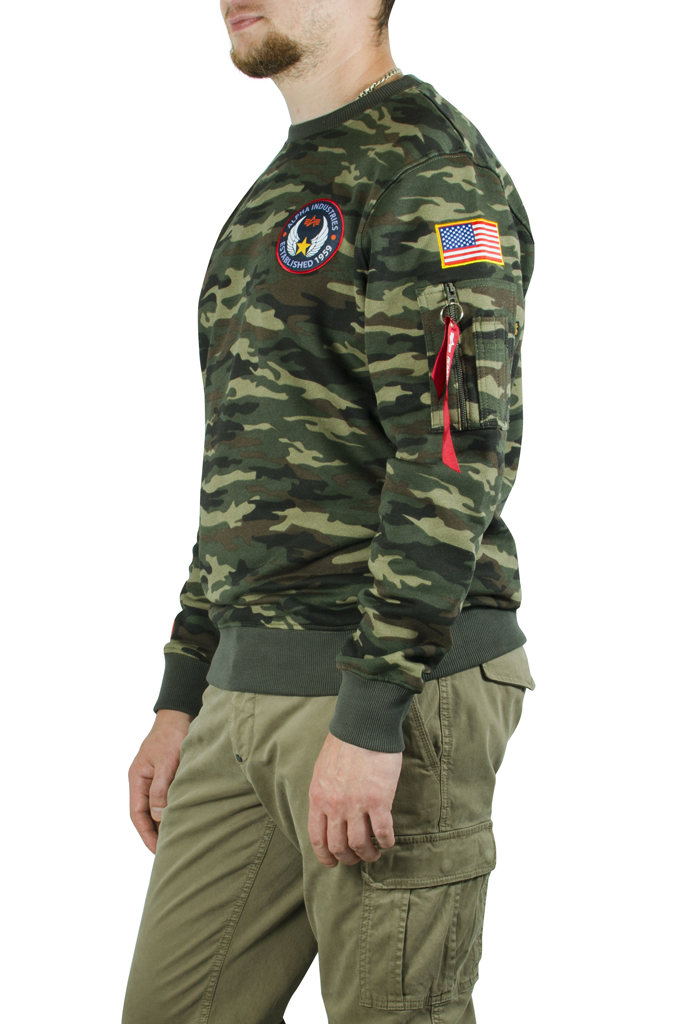 Свитшот ALPHA INDUSTRIES PATCH camo woodland 