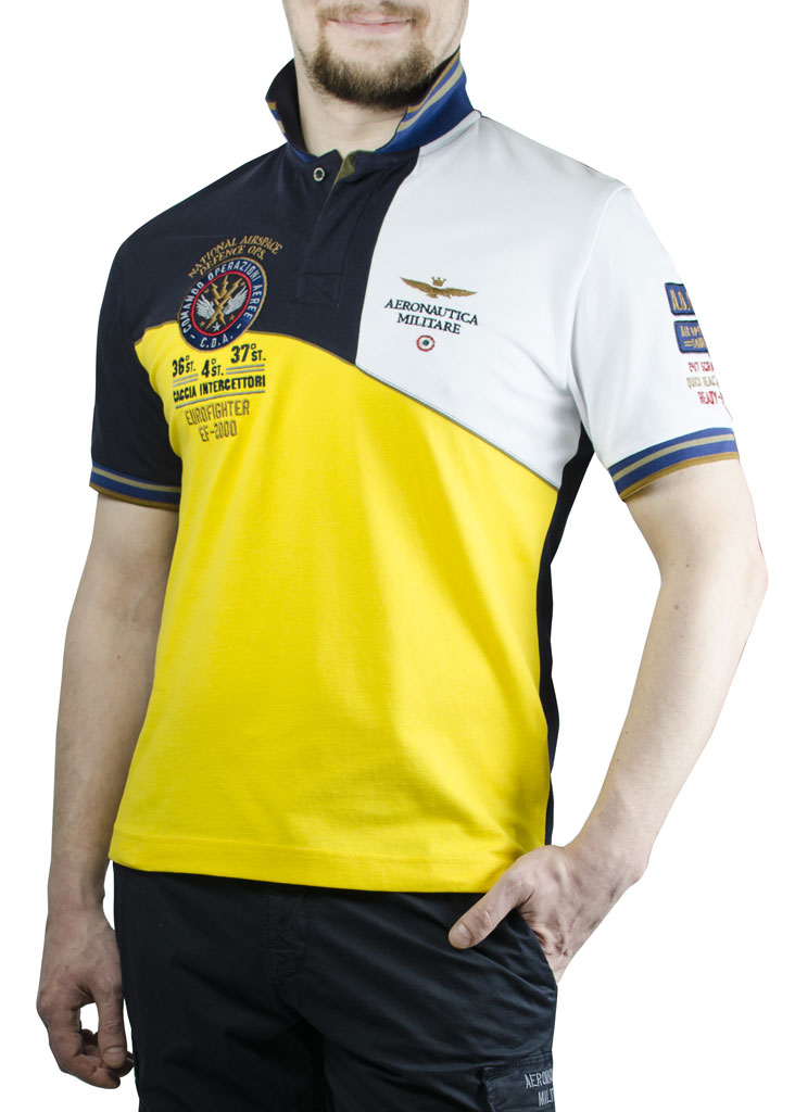 Футболка-поло AERONAUTICA MILITARE blue/bianco/giallo (PO 1156) 