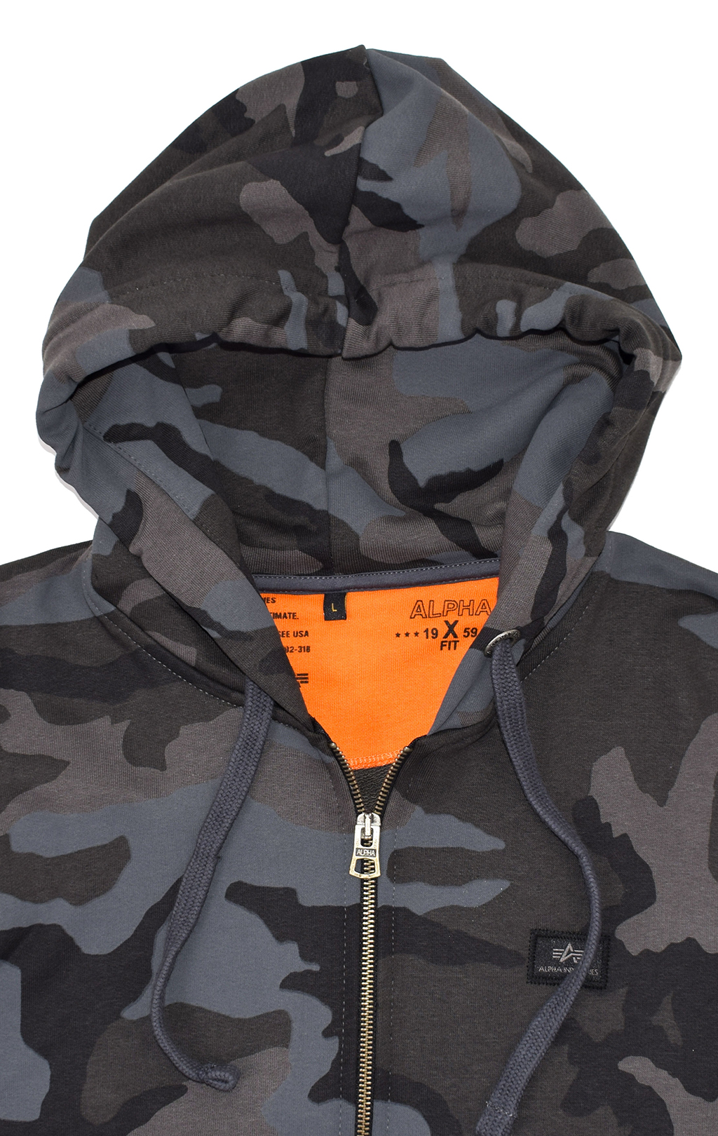 Толстовка ALPHA INDUSTRIES X-FIT ZIP HOODY black camo 