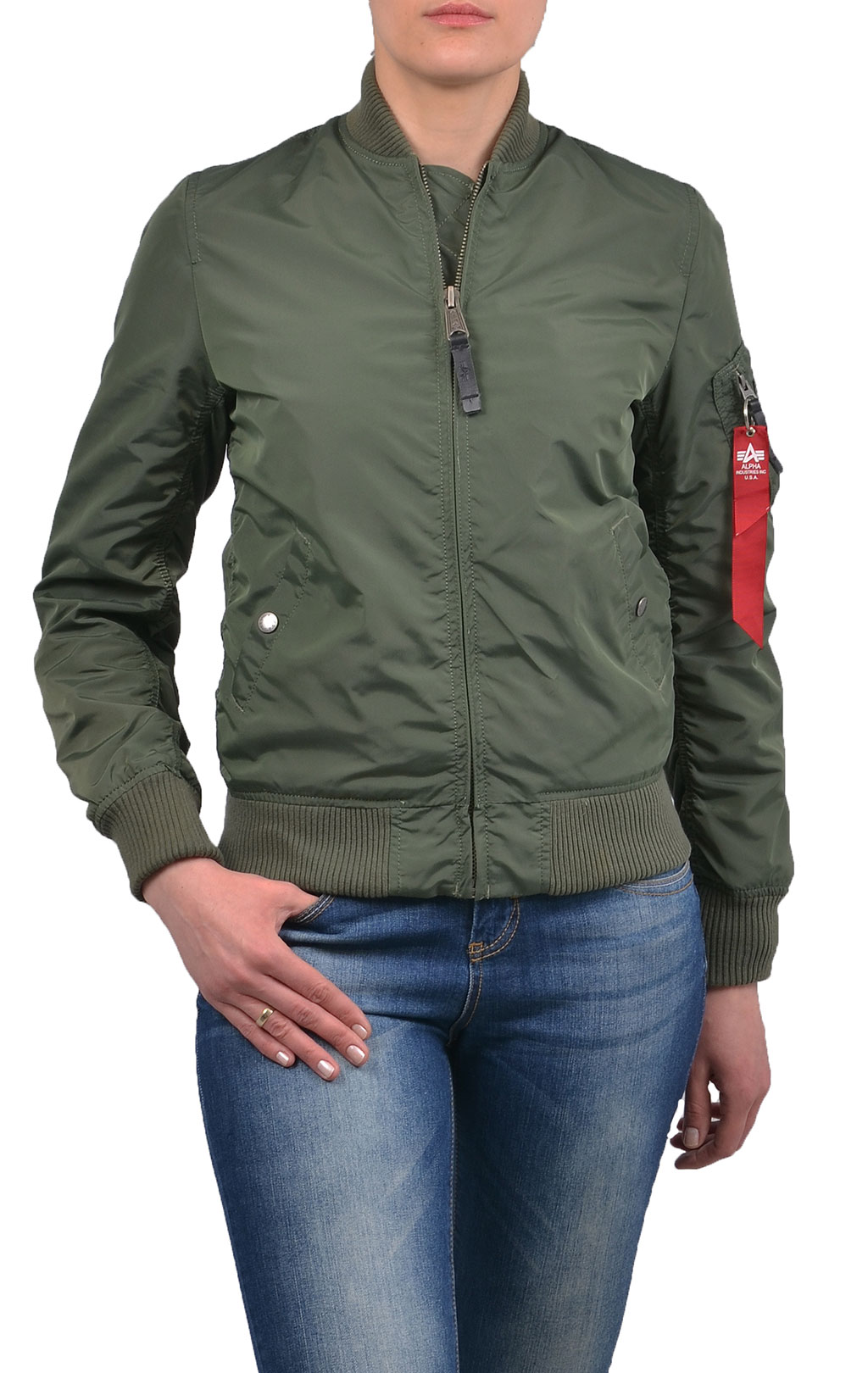 Женская ветровка-бомбер ALPHA INDUSTRIES TT MA-1 sage green 