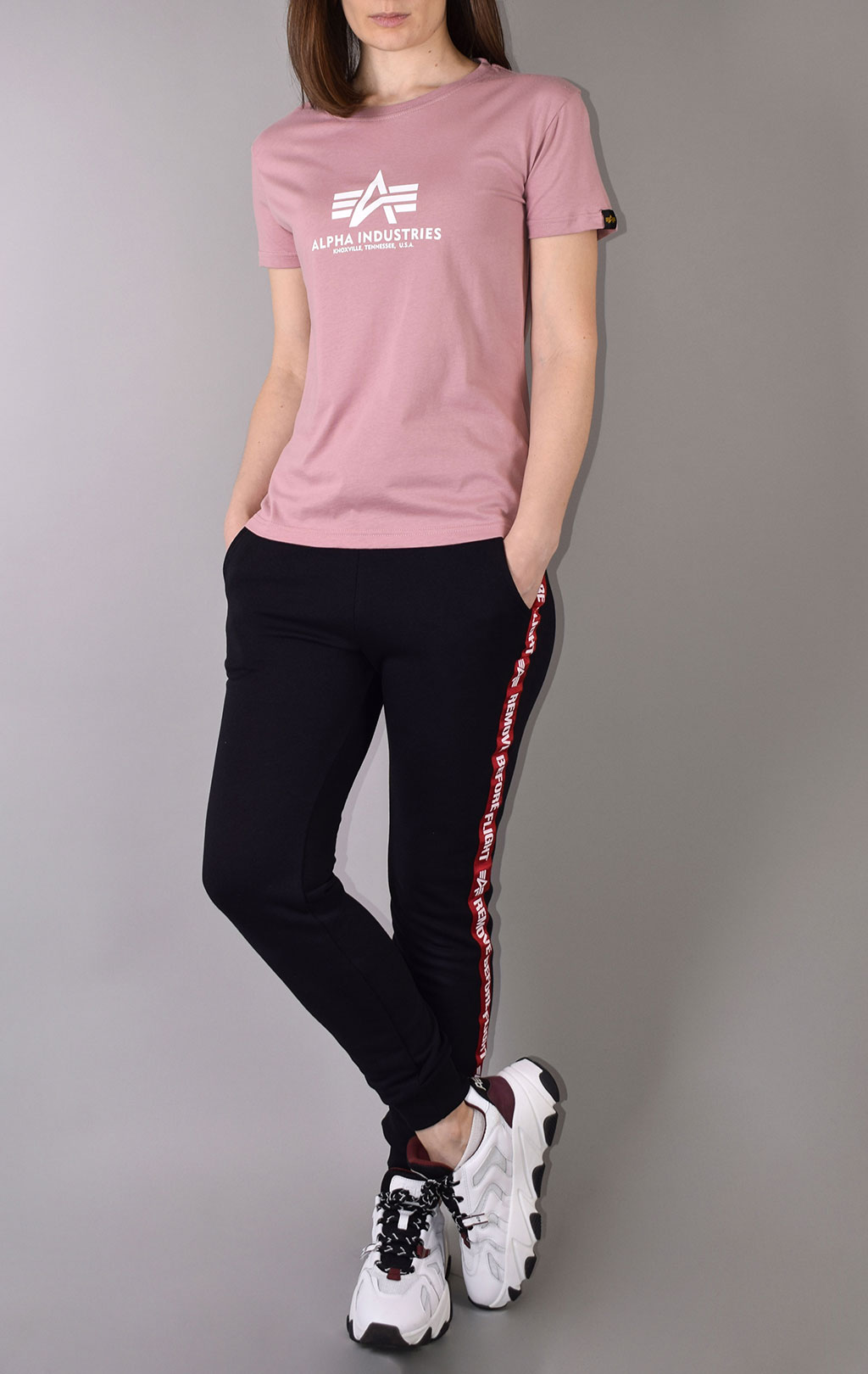 Женская футболка ALPHA INDUSTRIES NEW BASIC T silver pink 