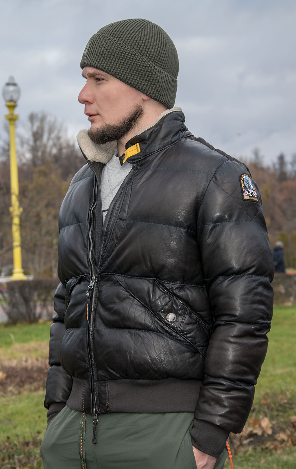 Бомбер PARAJUMPERS ALF LEATHER кожа FW 21/22 dark brown 