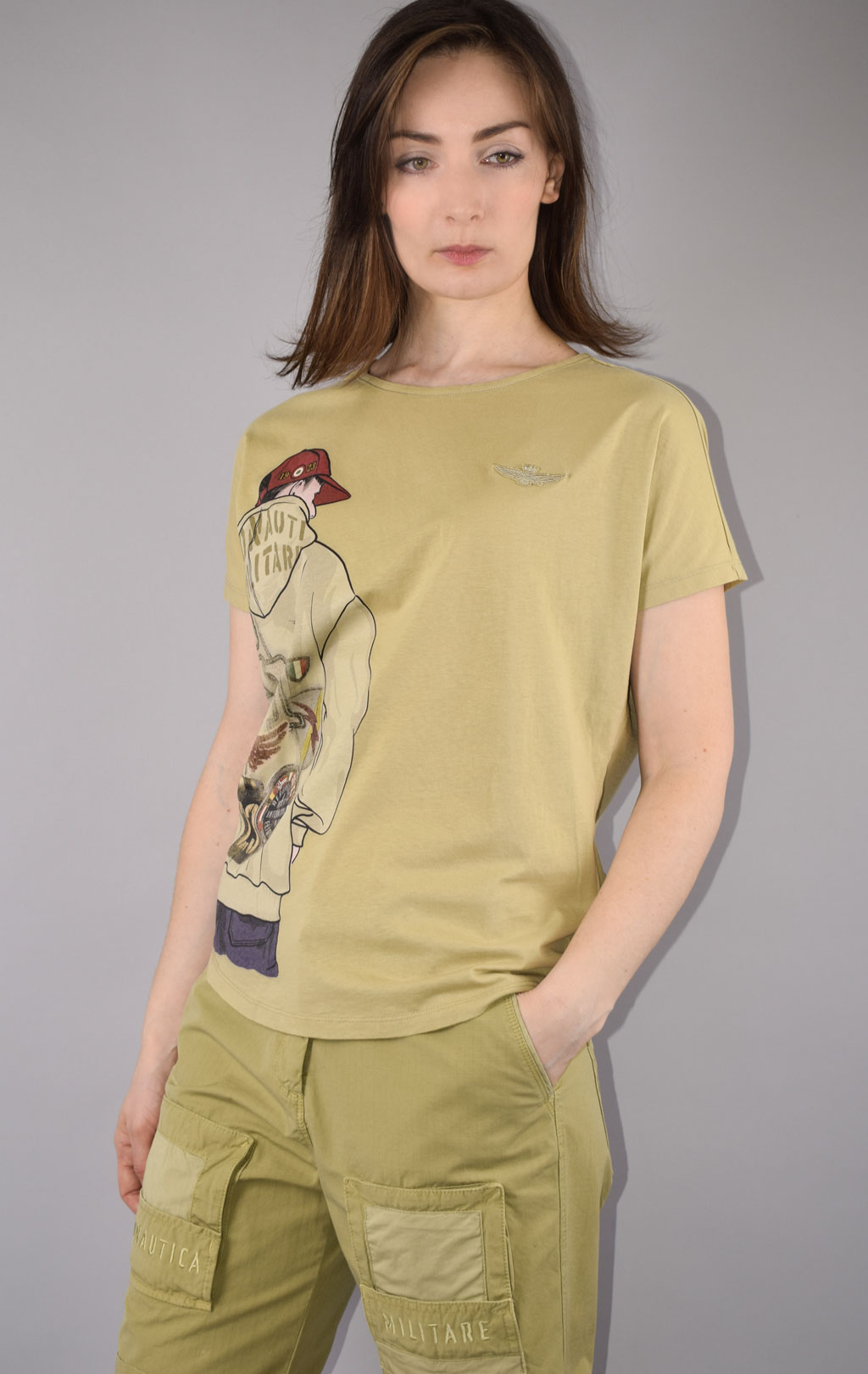 Женская футболка AERONAUTICA MILITARE SS 22/PT khaki (TS 1972) 