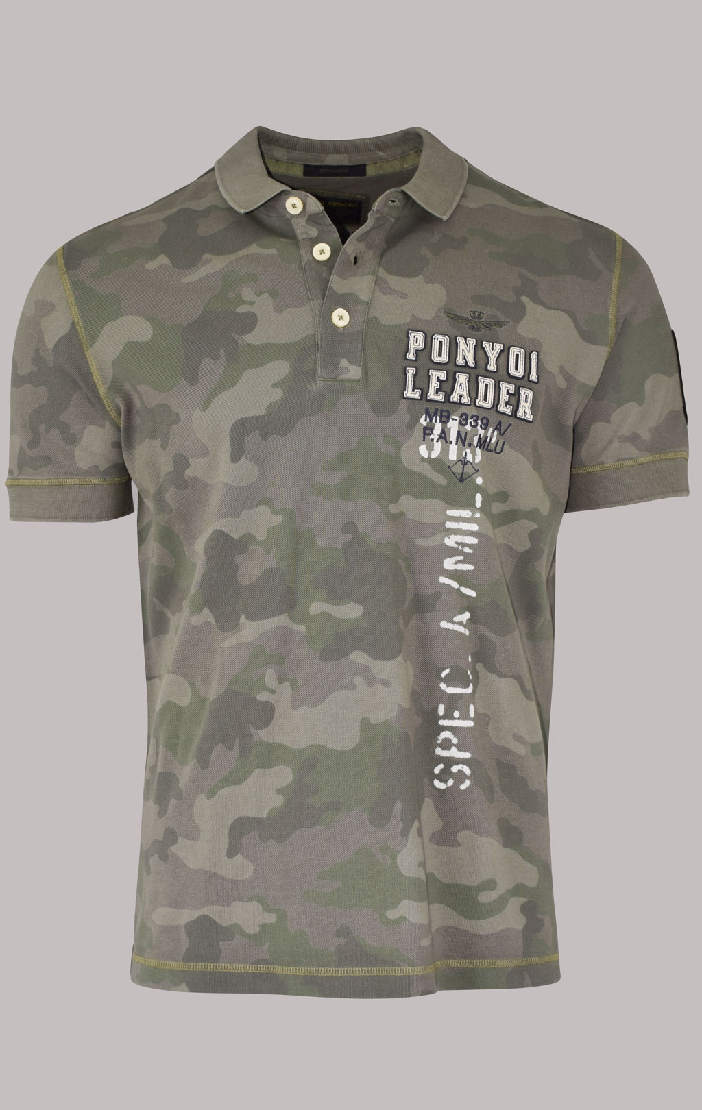 Футболка-поло AERONAUTICA MILITARE SS 23/IN camouflage pilot verde (PO 1674) 