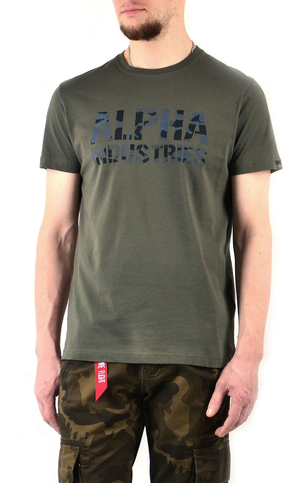 Футболка ALPHA INDUSTRIES CAMO PRINT dark olive 