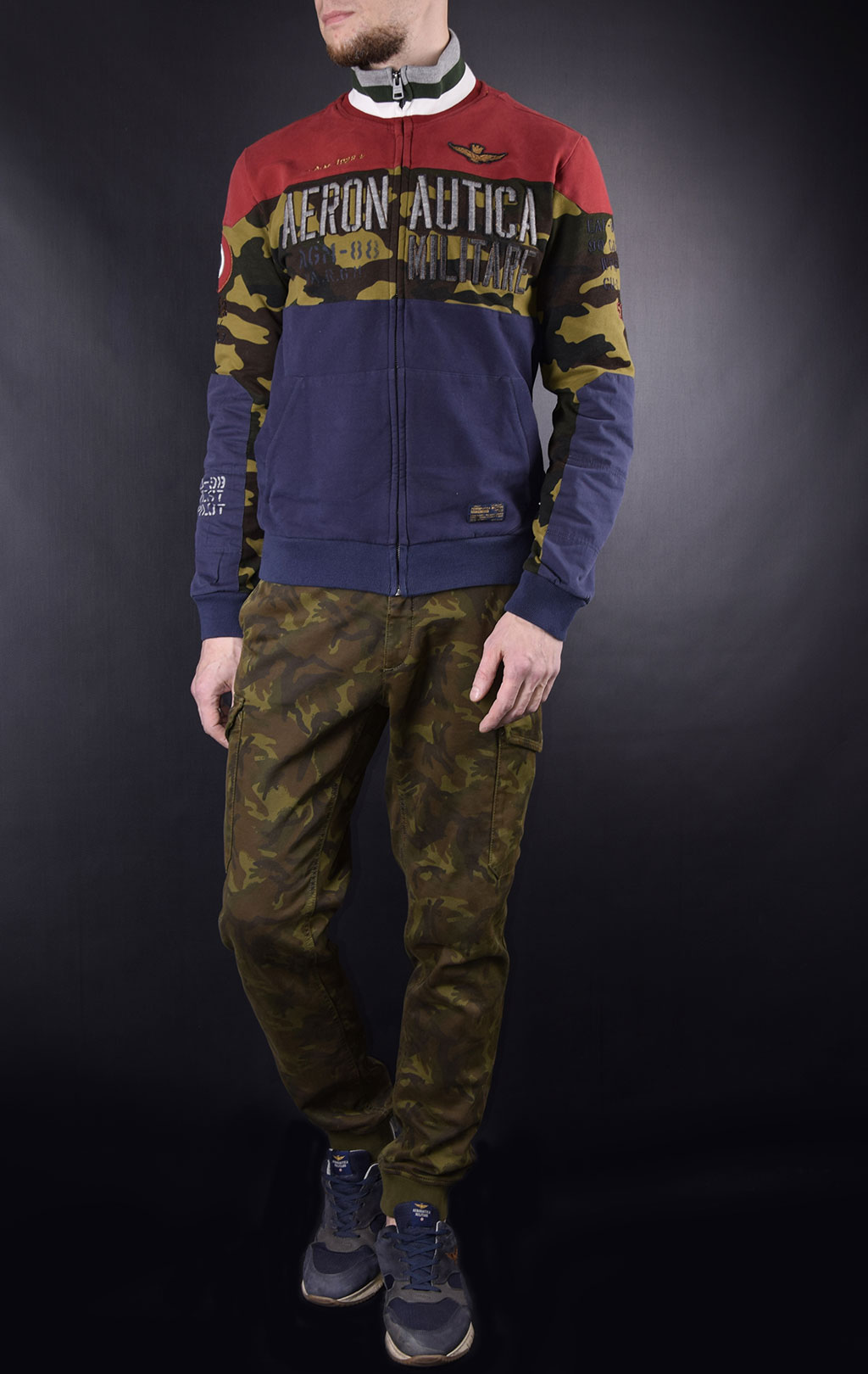 Толстовка AERONAUTICA MILITARE camo/navy/rosso (FE 1323) 