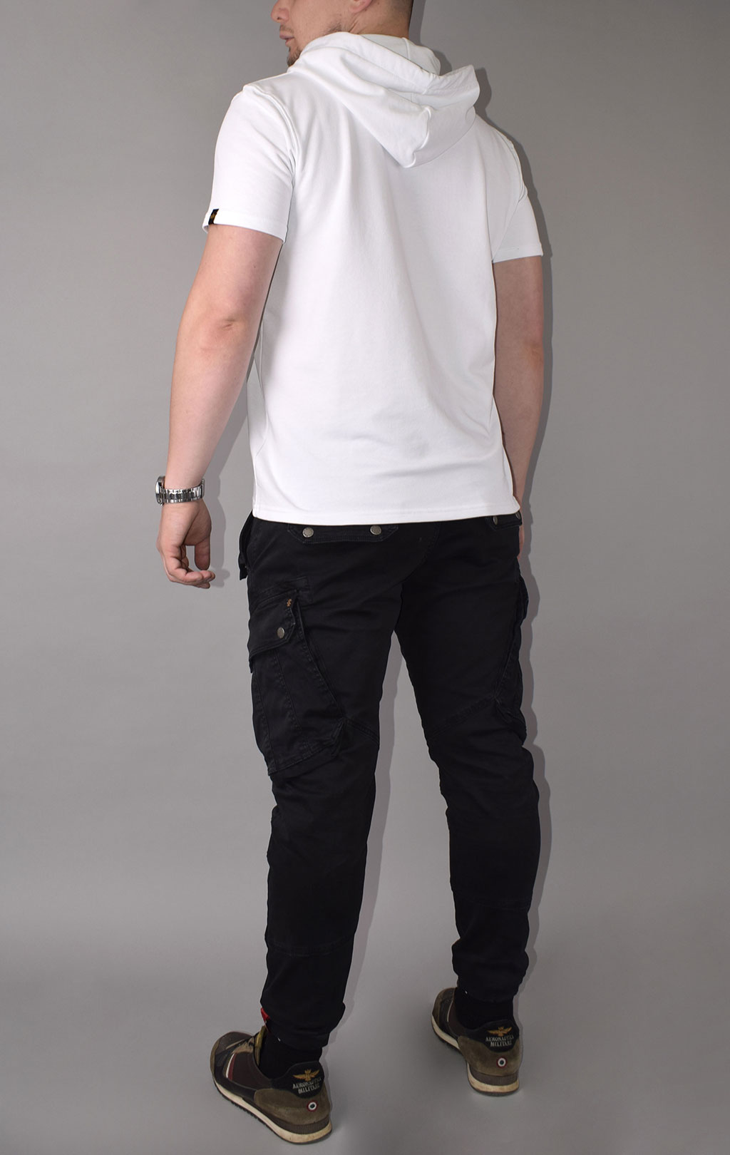 Футболка с капюшоном ALPHA INDUSTRIES BASIC T SMALL LOGO white 