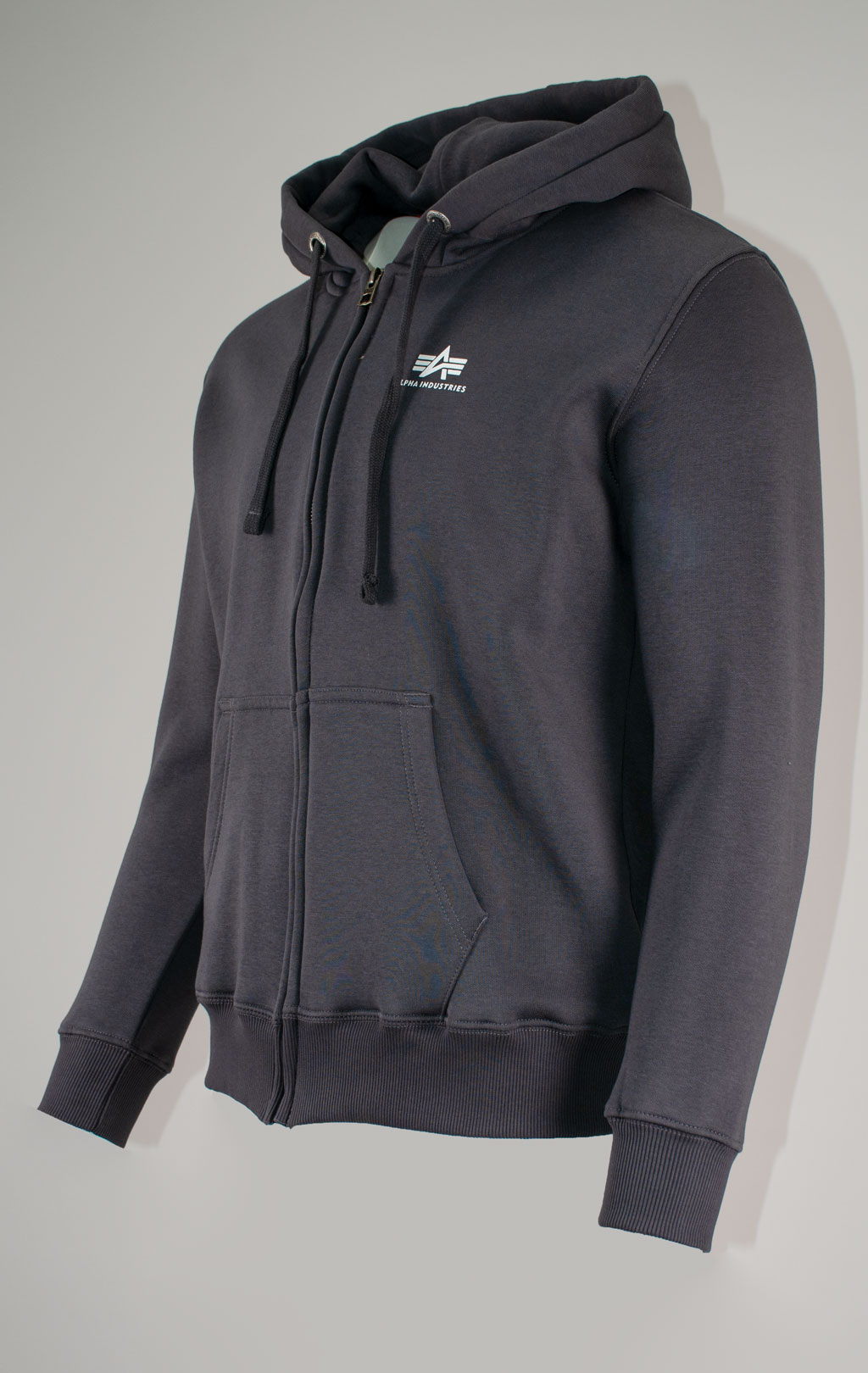 Толстовка ALPHA INDUSTRIES BASIC ZIP HOODY SMALL LOGO vintage grey 