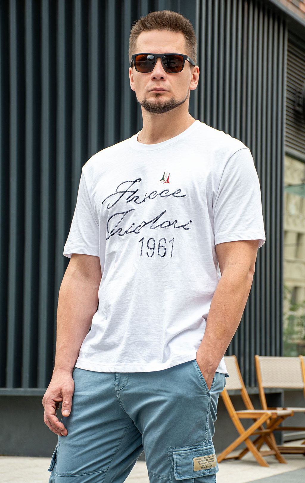 Футболка AERONAUTICA MILITARE SS 26/BD off white (TS 2527) 