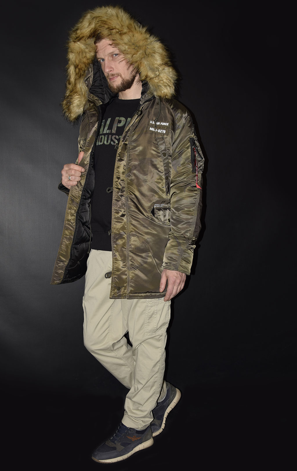 Аляска ALPHA INDUSTRIES AIRBORNE N-3B dark olive camo 