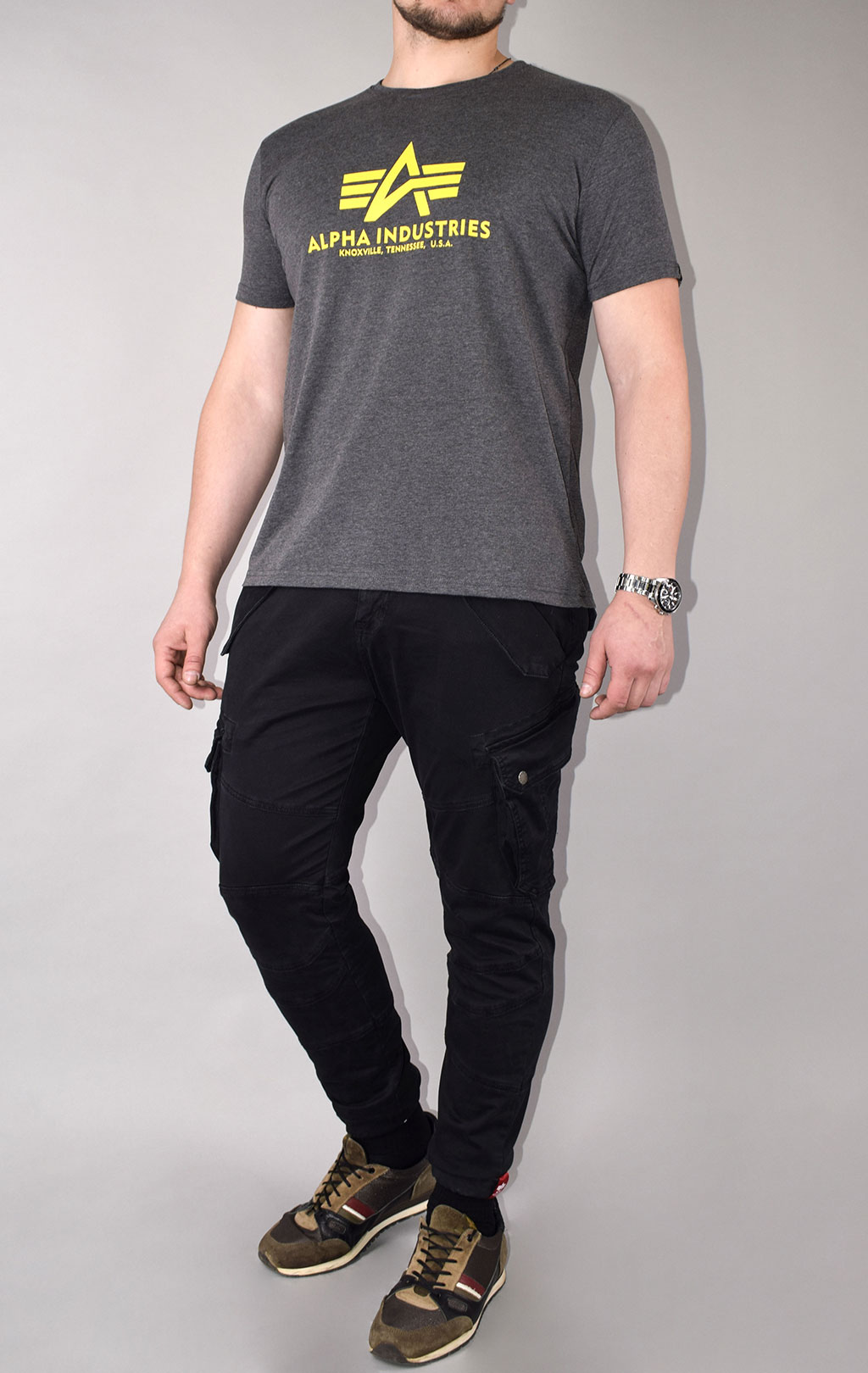 Футболка ALPHA INDUSTRIES BASIC T big size charcoal heather 