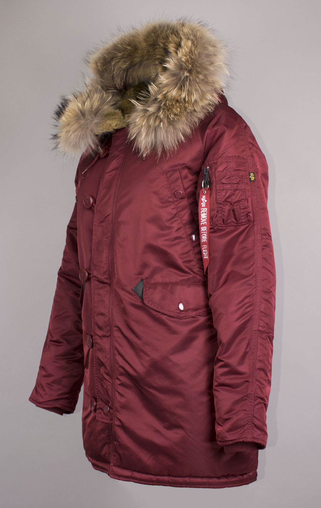 Женская аляска ALPHA INDUSTRIES VF 59 N-3B натур. мех burgundy 