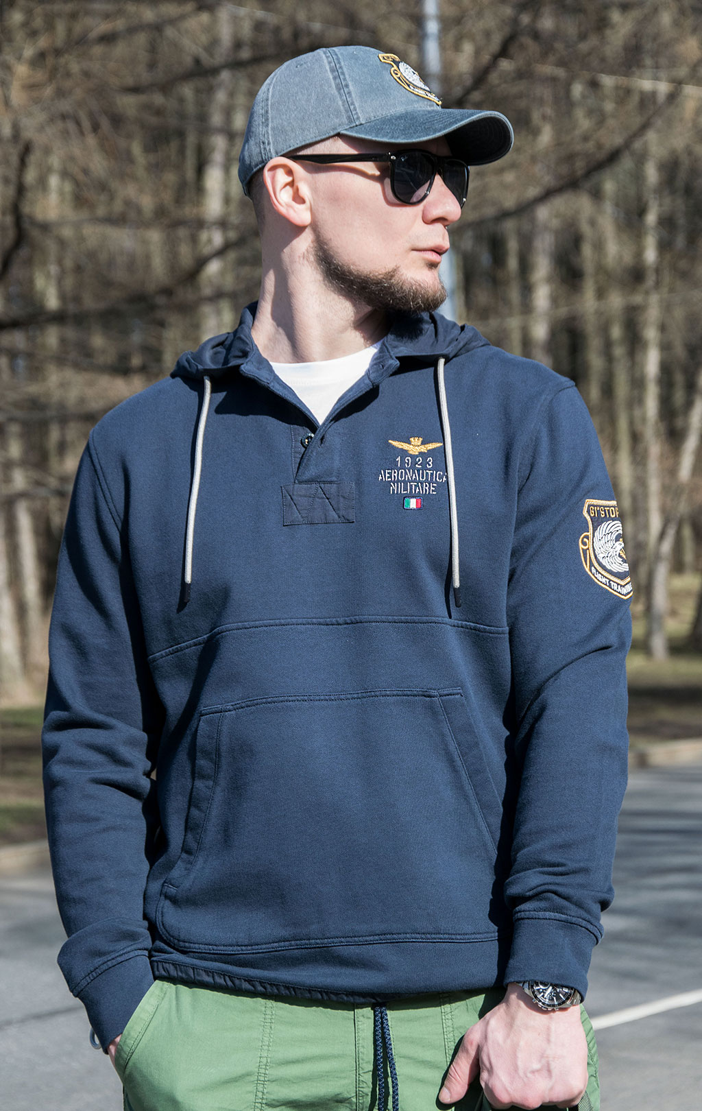 Толстовка с капюшоном AERONAUTICA MILITARE SS 23/TR blue black (FE 1750) 