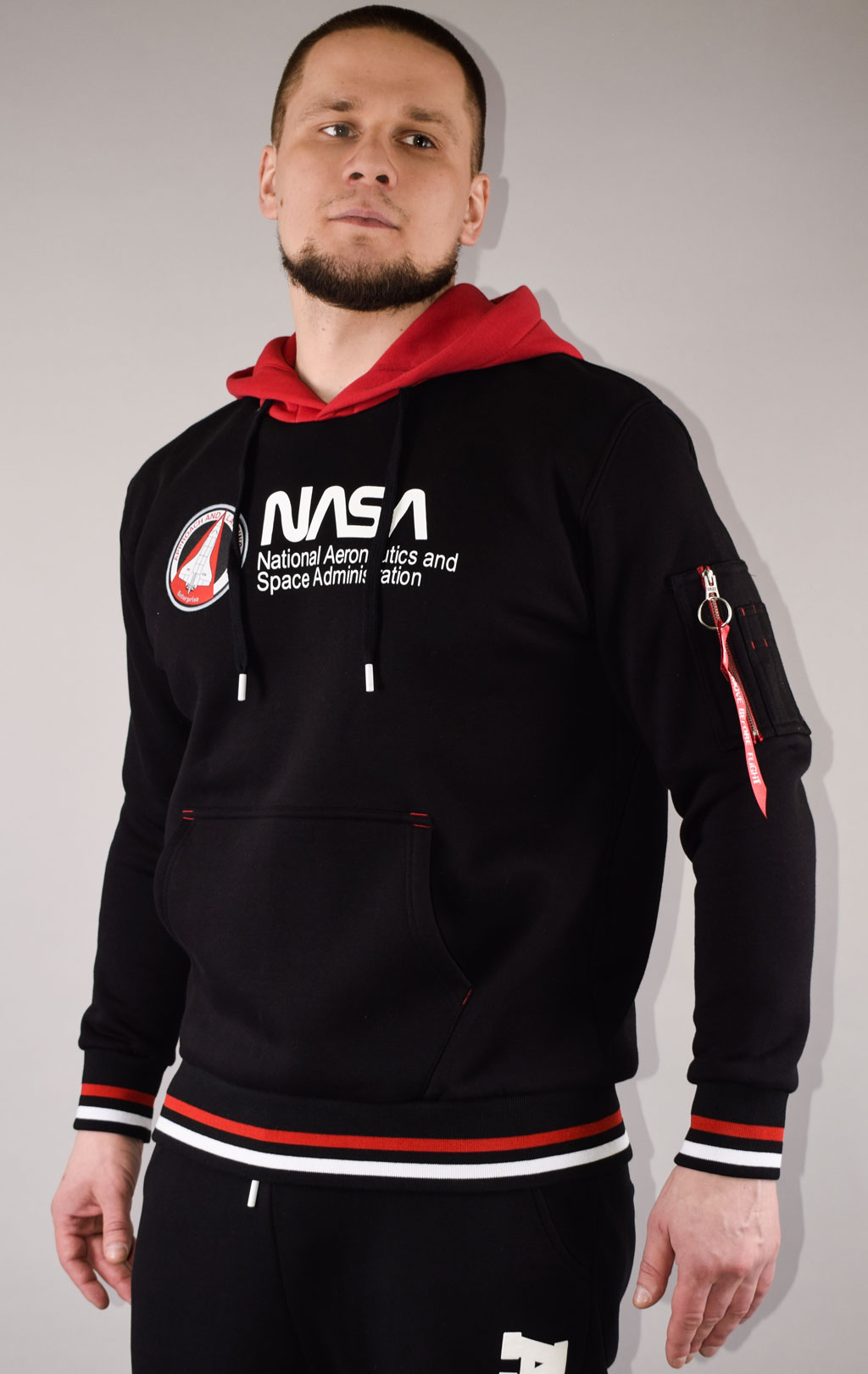 Толстовка ALPHA INDUSTRIES NASA RETRO HOODY black 