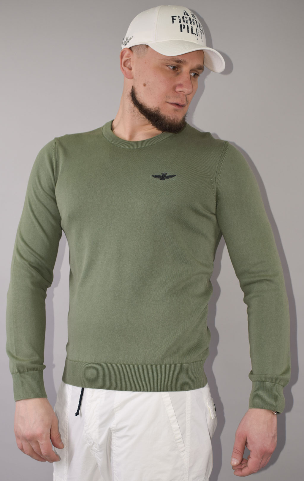 Свитер AERONAUTICA MILITARE SS 23/IN verde militare (MA 1424) 