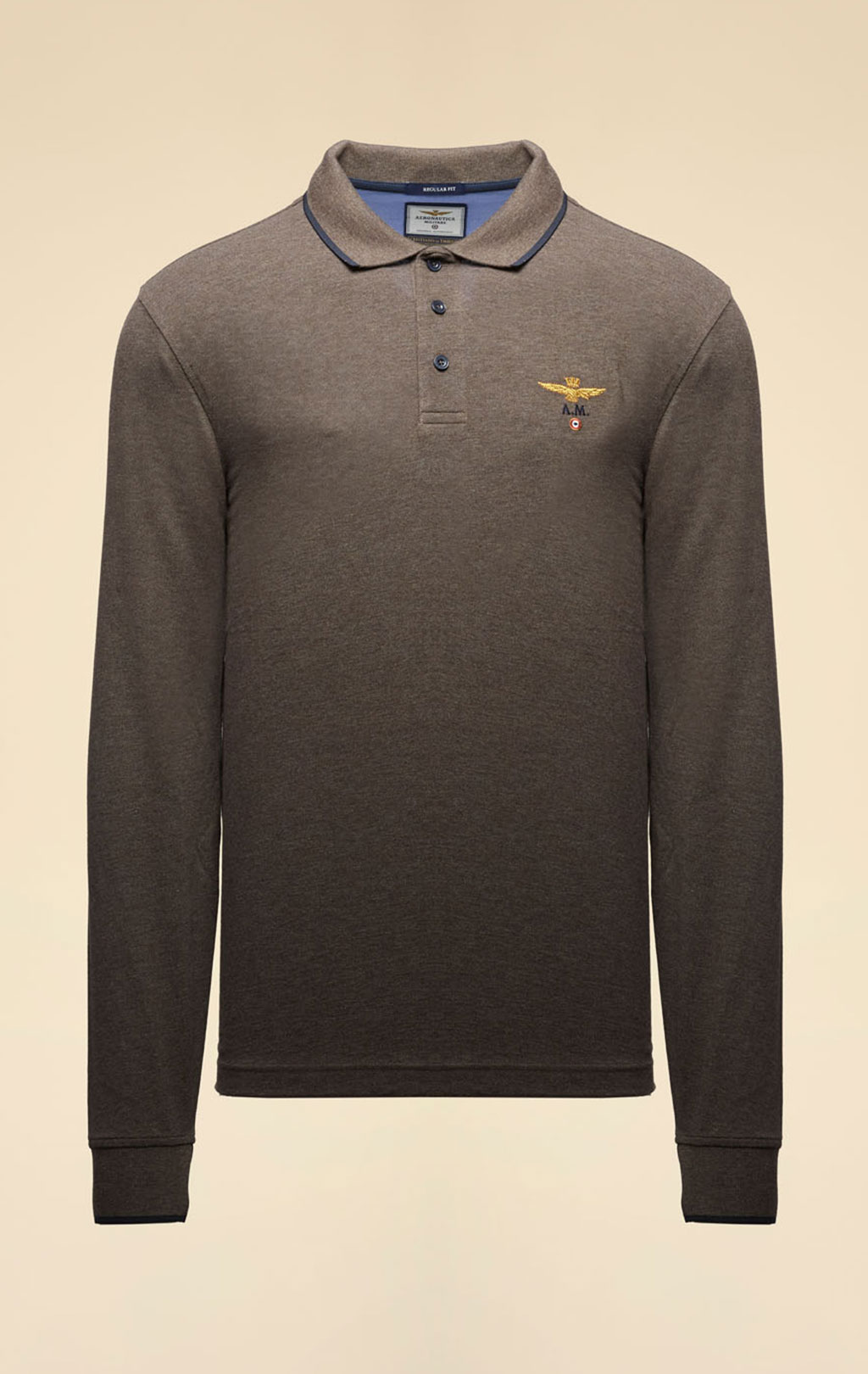 Поло-лонгслив AERONAUTICA MILITARE FW 26/27/TR brown melange (PO 1653) 