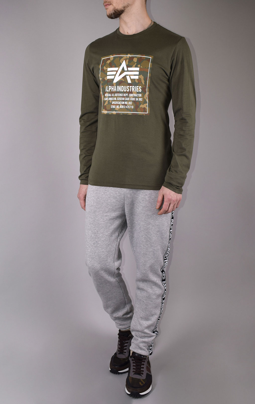 Лонгслив ALPHA INDUSTRIES CAMO BLOCK LS dark olive 