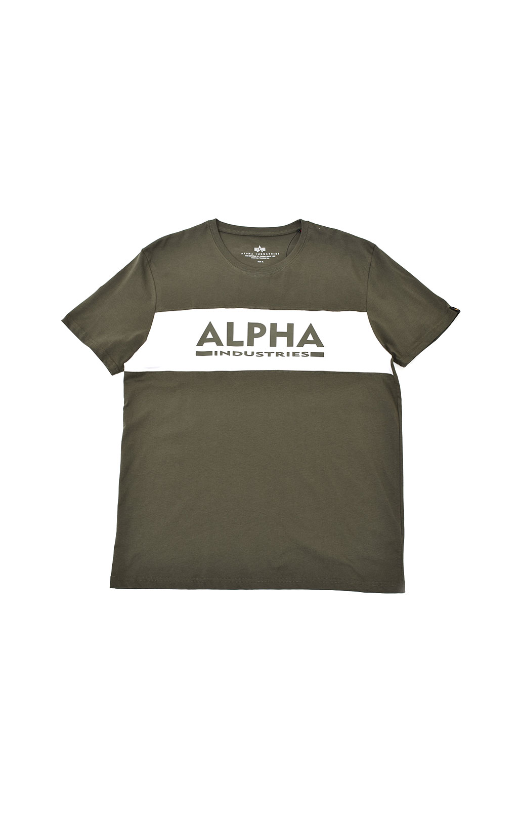 Футболка ALPHA INDUSTRIES ALPHA INLAY dark olive/white 