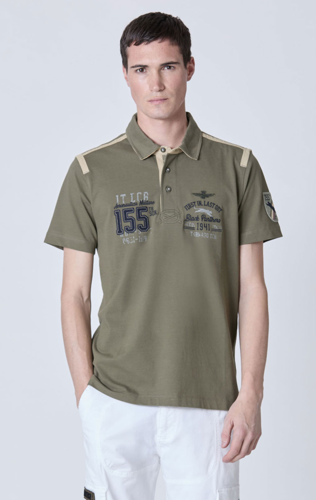 Футболка-поло AERONAUTICA MILITARE SS 25 m/TR military olive (PO 1860) 