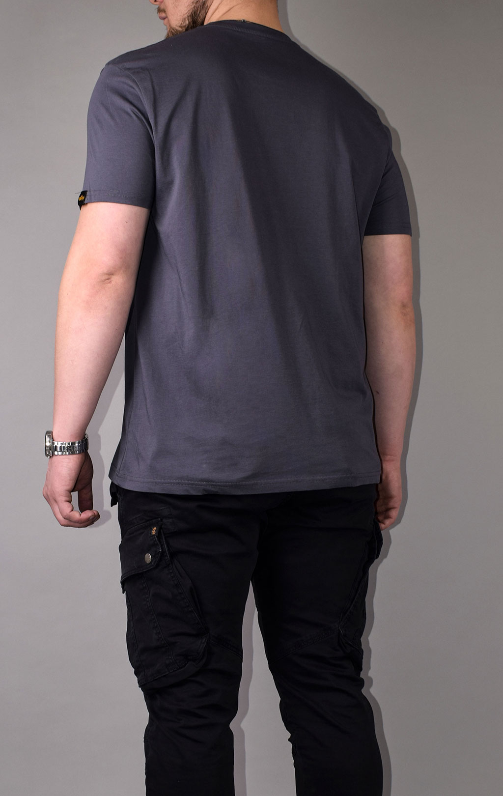 Футболка ALPHA INDUSTRIES BASIC T big size grey black 