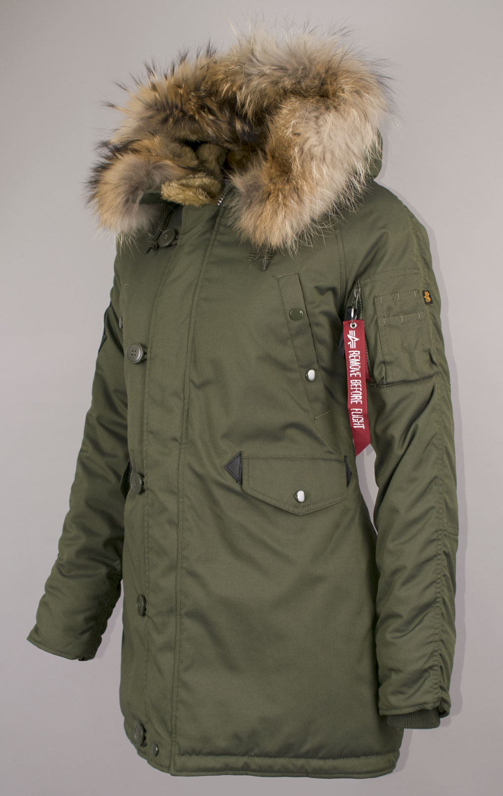 Женская аляска ALPHA INDUSTRIES EXPLORER натур. мех dark green 