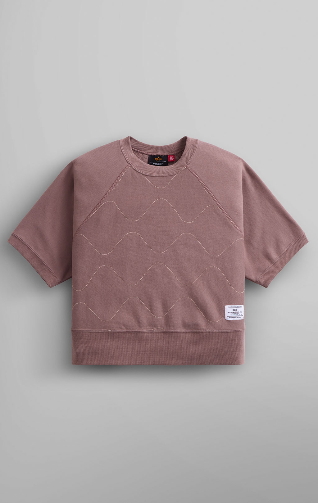 Женский свитшот ALPHA INDUSTRIES SHORT SLEEVE QUILTED SWEATSHIRT SS 24 m dusty purple 