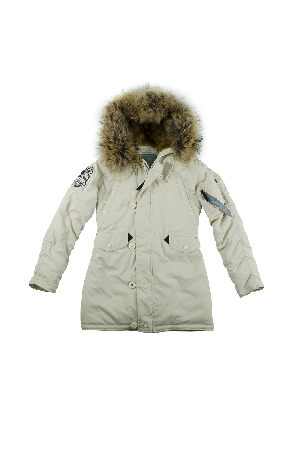 Женская аляска ALPHA INDUSTRIES EXPLORER натур. мех white off 