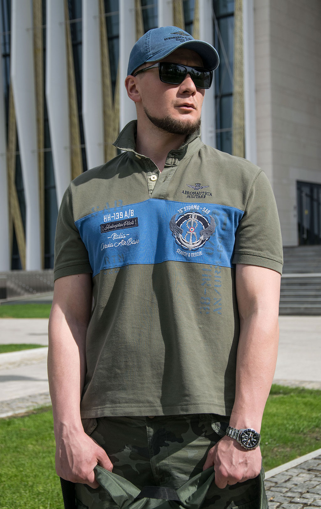 Футболка-поло AERONAUTICA MILITARE big size SS 23/TR verde (PO 1683) 