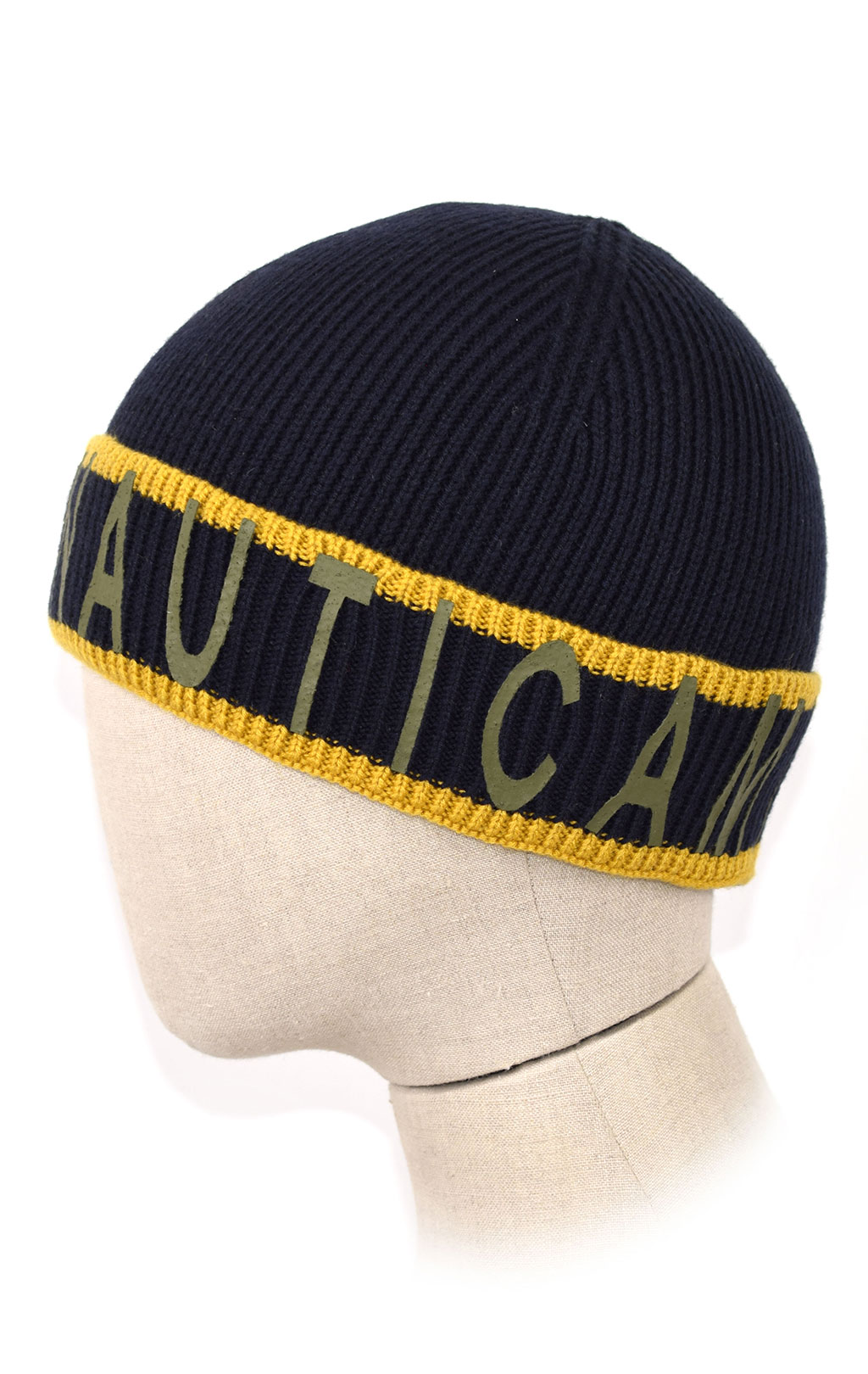 Шапка вязаная AERONAUTICA MILITARE FW 19/20 giallo/verde marcio/blue navy (CU 004) 