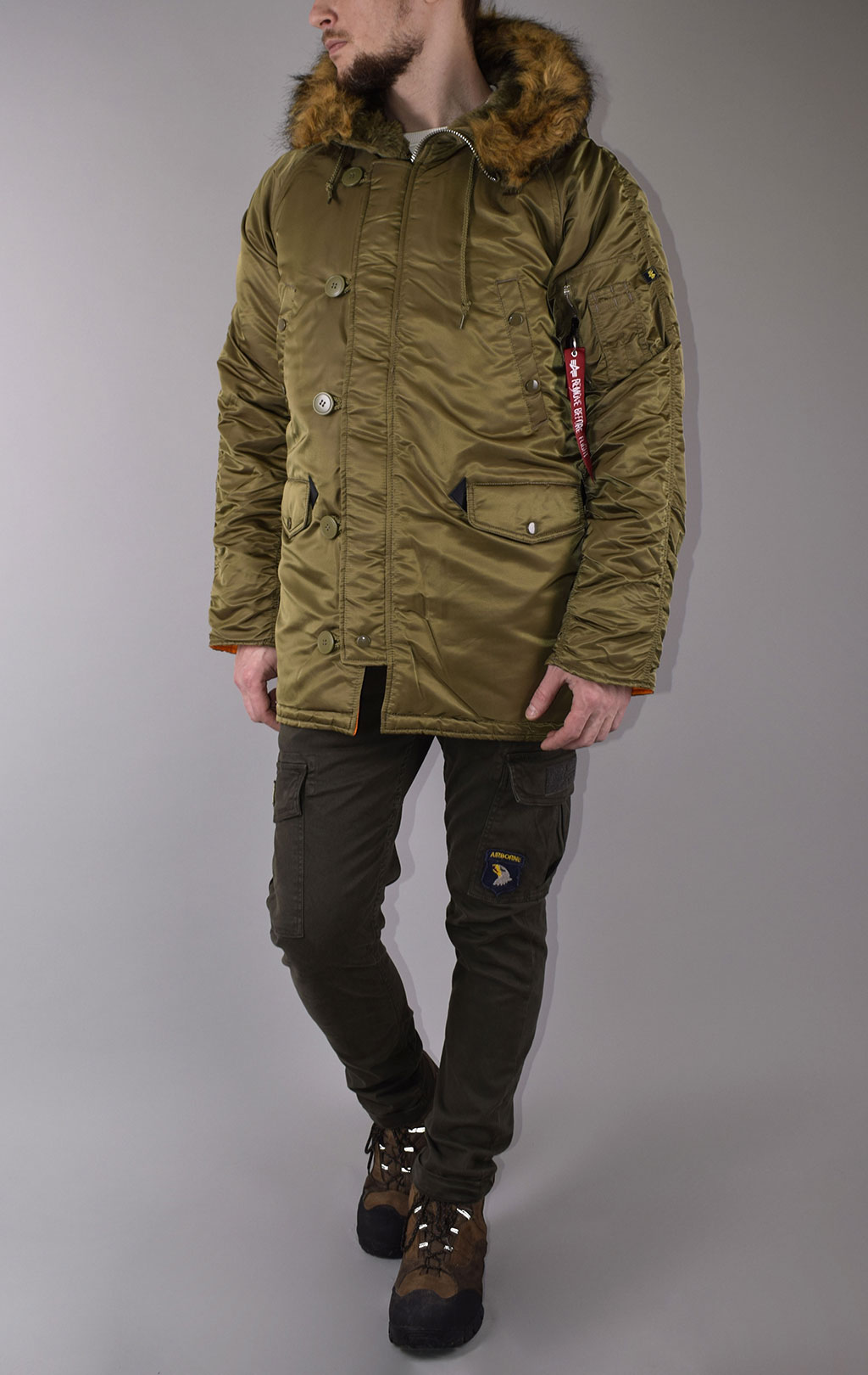 Аляска ALPHA INDUSTRIES SLIM FIT GEN-I N-3B vintage olive/orange 