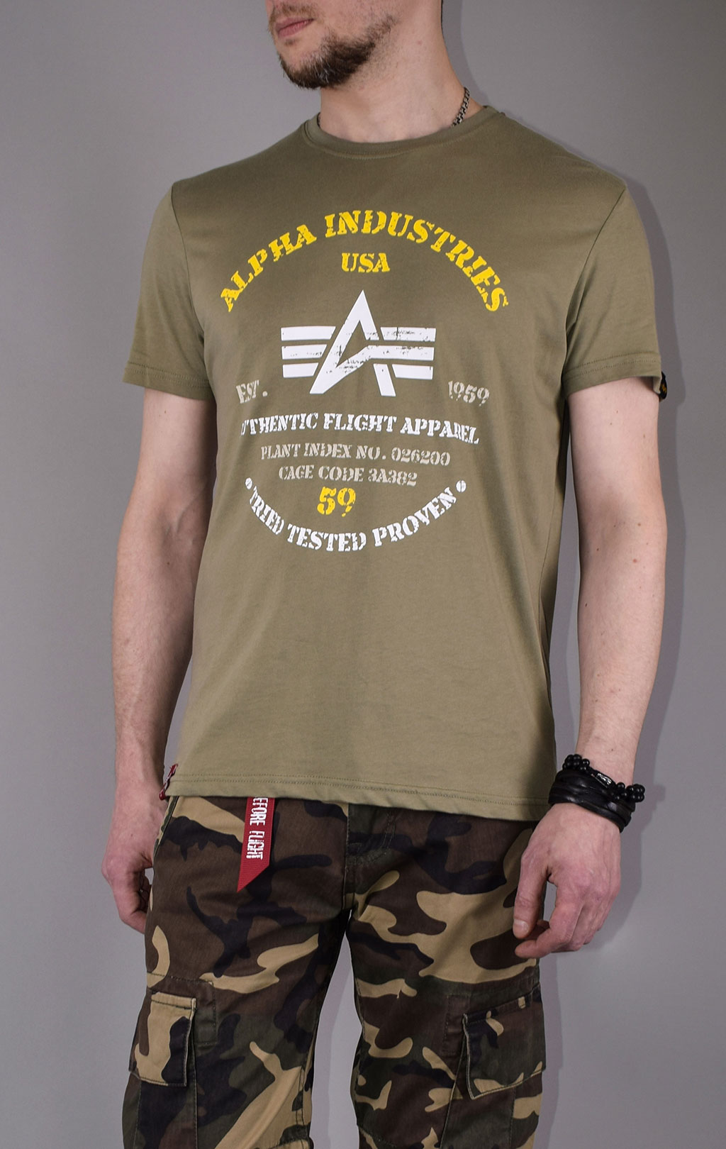 Футболка ALPHA INDUSTRIES AUTHENTIC PRINT olive 