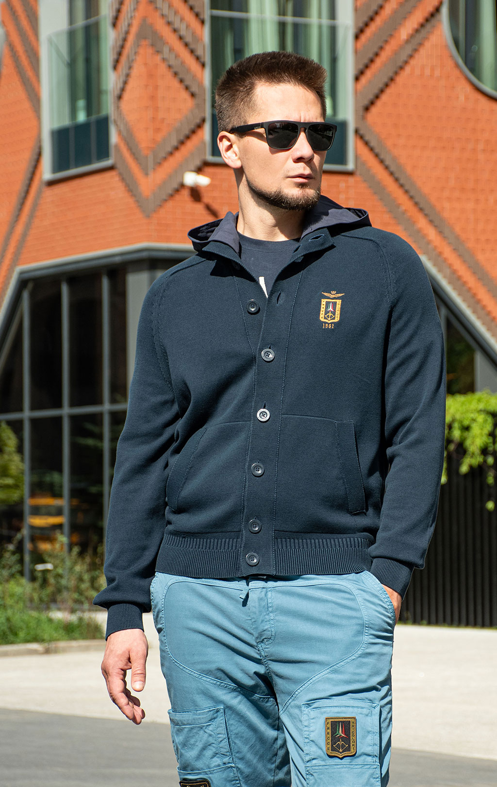 Свитер на пуговицах AERONAUTICA MILITARE SS 26/IN blue navy (AM 1387) 