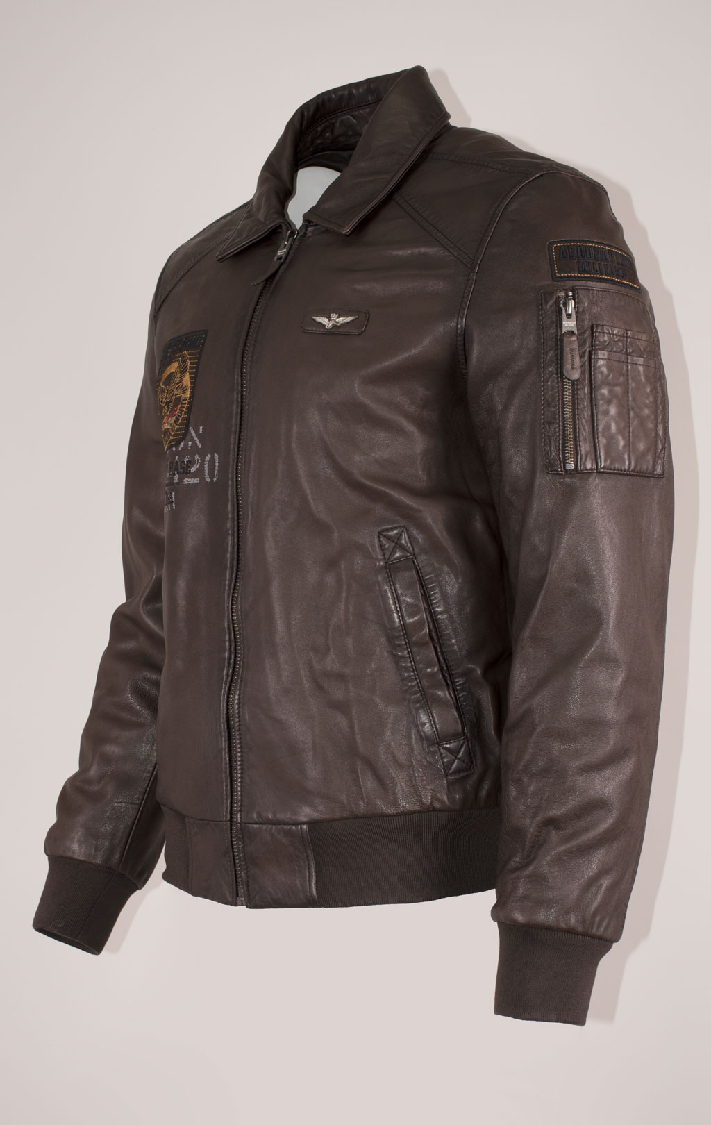 Куртка-пилот AERONAUTICA MILITARE big size кожа FW 24/25/IN marrone (PN 950) 