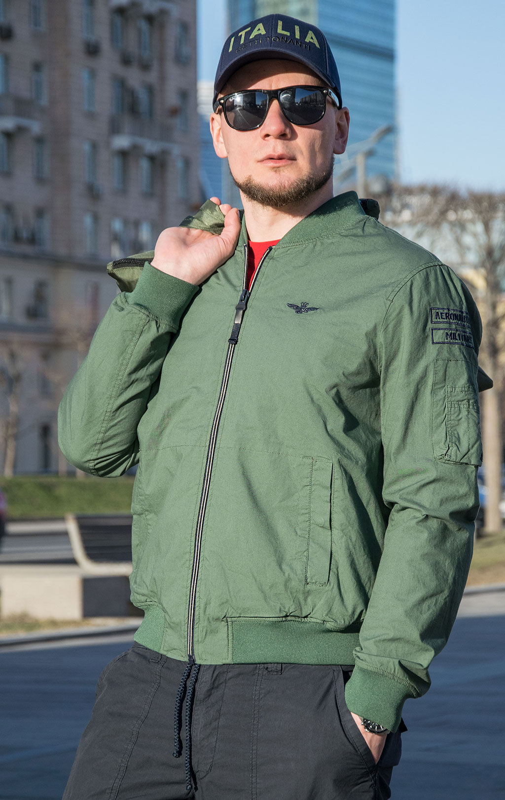 Ветровка-бомбер AERONAUTICA MILITARE SS 23 m/TR verde militare (AB 2053) 