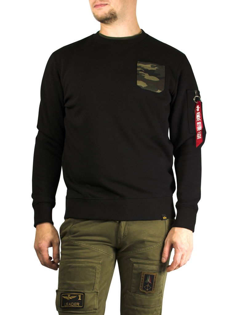 Свитшот ALPHA INDUSTRIES CAMO POCKET black 