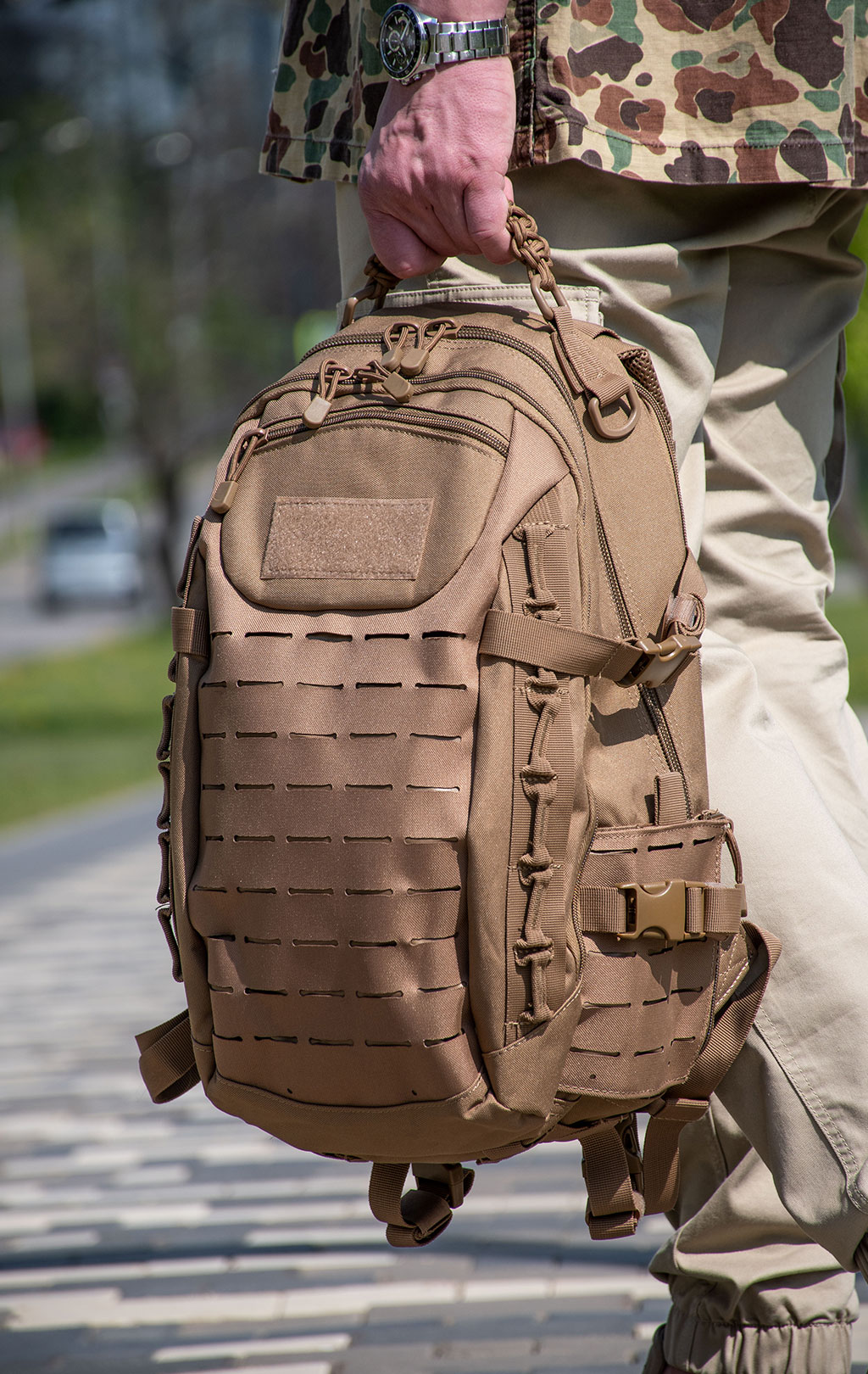 Рюкзак тактический 30L front laser cut, paracord dark brown BS-544 Китай