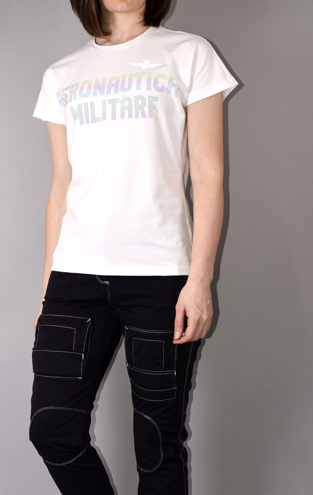 Женская футболка AERONAUTICA MILITARE SS 21/TR off white (TS 1849) 