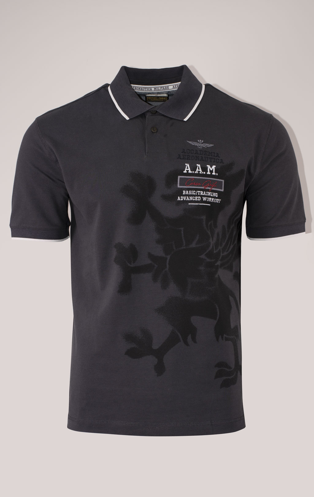 Футболка-поло AERONAUTICA MILITARE GRIFO PRINT SS 24 m/TR anthracite grey (PO 1753) 