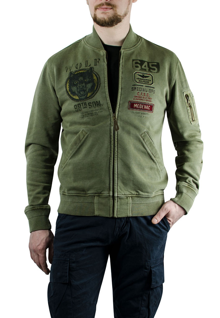 Толстовка AERONAUTICA MILITARE verde militare (FE 1165) 