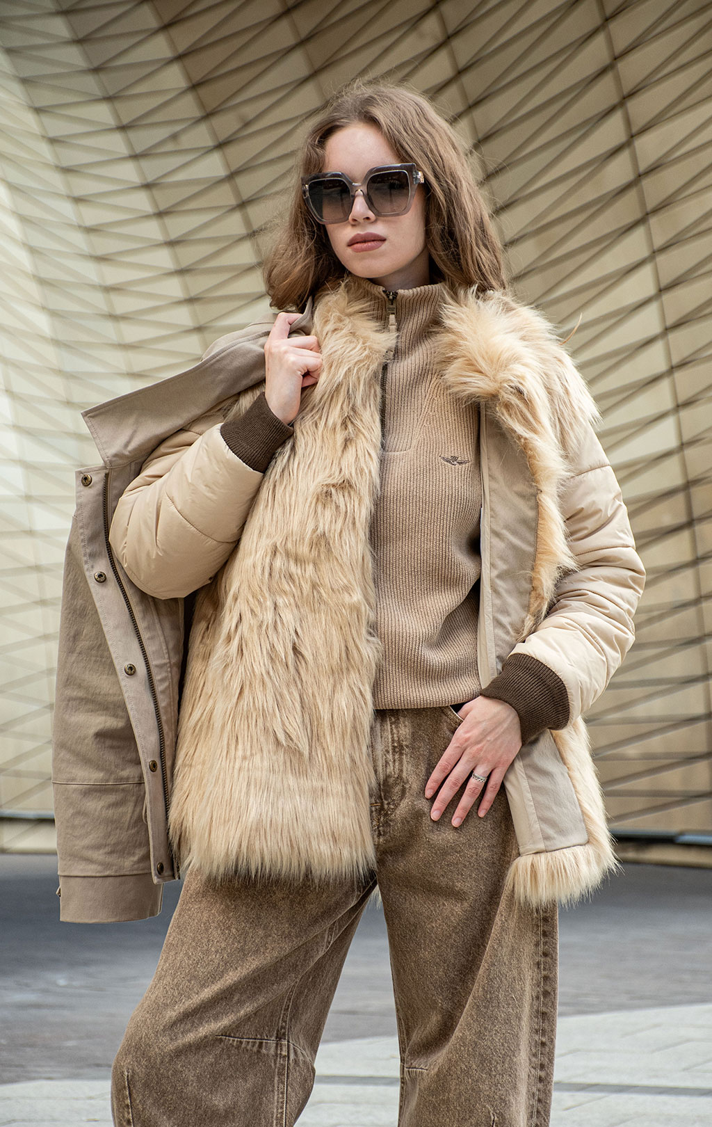 Женская куртка меховая AERONAUTICA MILITARE FW 26/27/CN silver mink (AB 3055) 