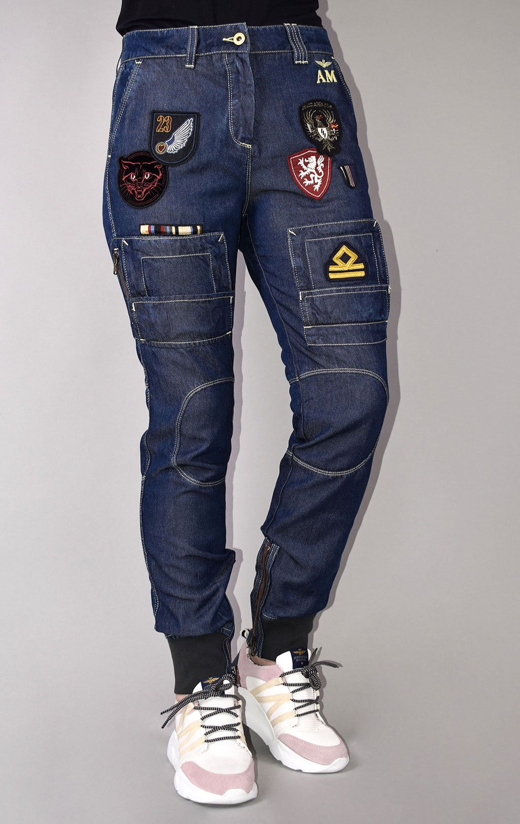 Женские брюки-карго AERONAUTICA MILITARE SS 21/AL jeans medio (PA 1447) 