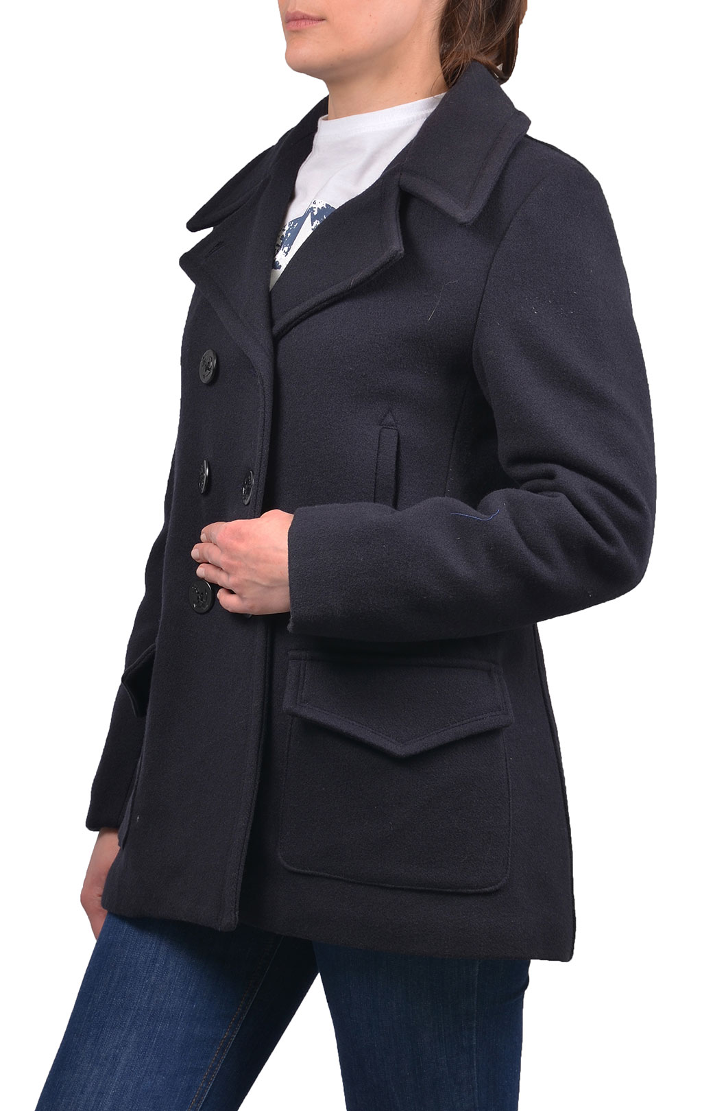 Женский бушлат морской COCKPIT Pea Coat navy (W28I002) 