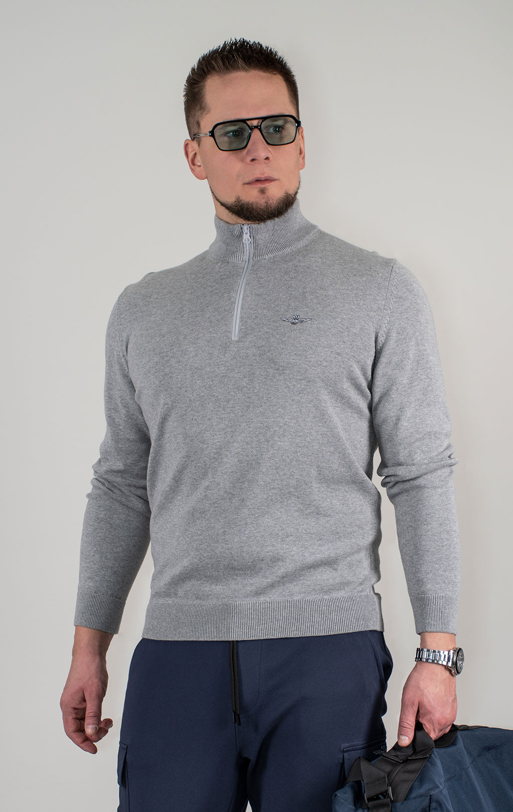 Свитер AERONAUTICA MILITARE SS 25/BG grigio melange (MA 1489) 
