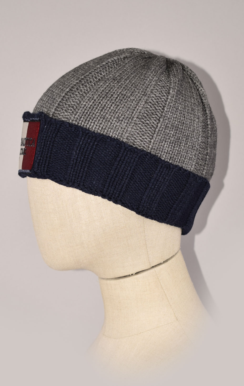 Шапка вязаная AERONAUTICA MILITARE FW 22/23/CN grigio melange/blue navy (CU 050)