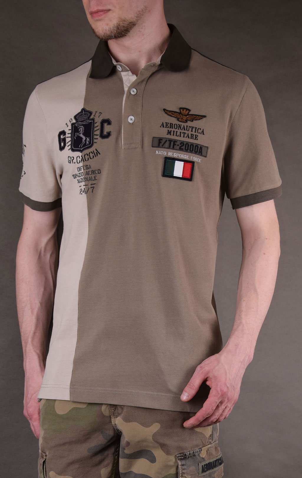 Футболка-поло AERONAUTICA MILITARE SS19 corda/salvia (PO 1345) 