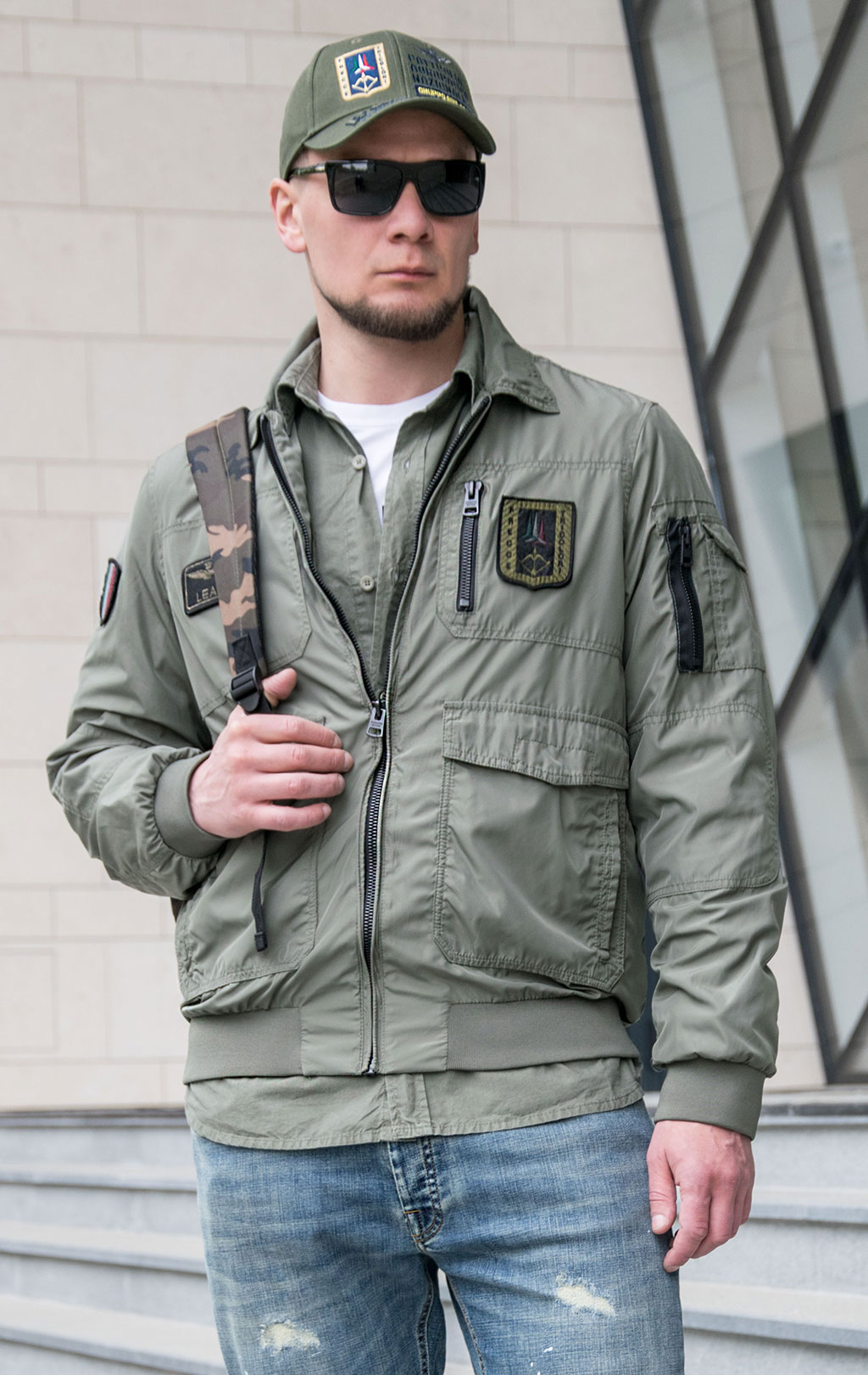 Ветровка-бомбер AERONAUTICA MILITARE SS 23 m/BD verde (AB 2071) 