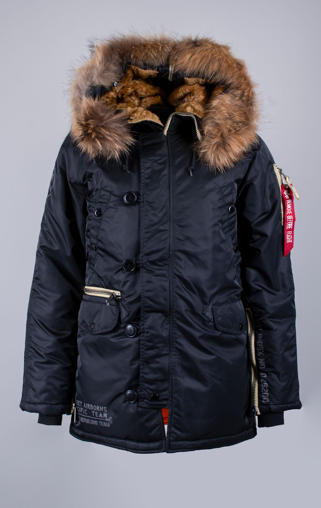 Аляска ALPHA INDUSTRIES N-3B ART VF натур. мех black 