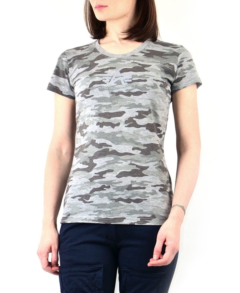 Женская футболка ALPHA INDUSTRIES BASIC T grey camo 