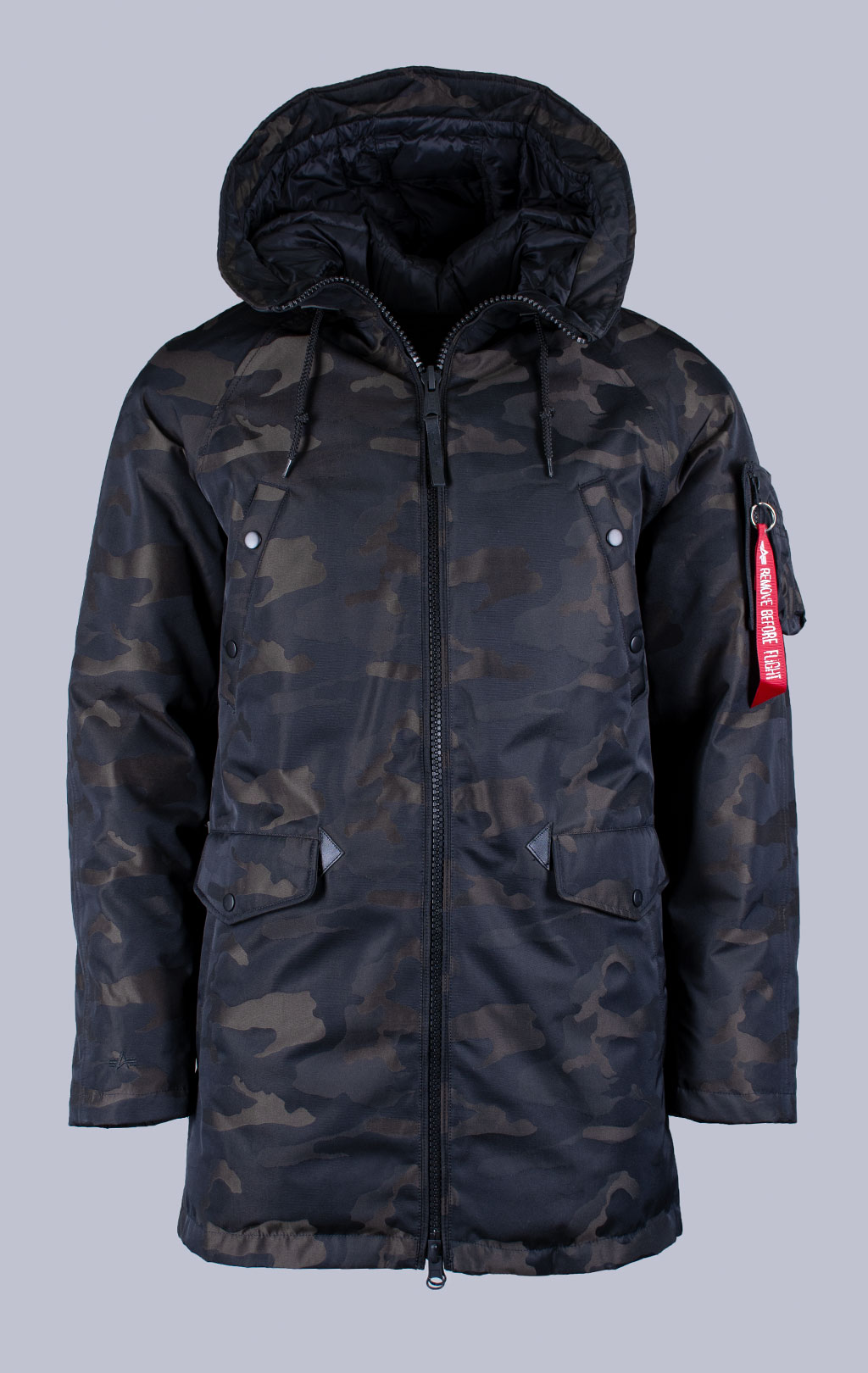 Аляска-пуховик ALPHA INDUSTRIES JACQUARD DOWN N-3B camo black 